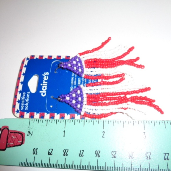 Red White Blue Dangle Earrings - Picture 2 of 7